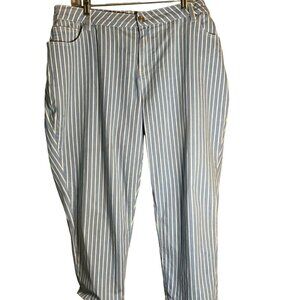 𝅺OSO Casual Women's Blue & White Striped Straight Leg Ankle Pants Size 22W